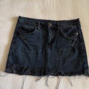 Blank NYC Frayed Hem Denim Mini Skirt